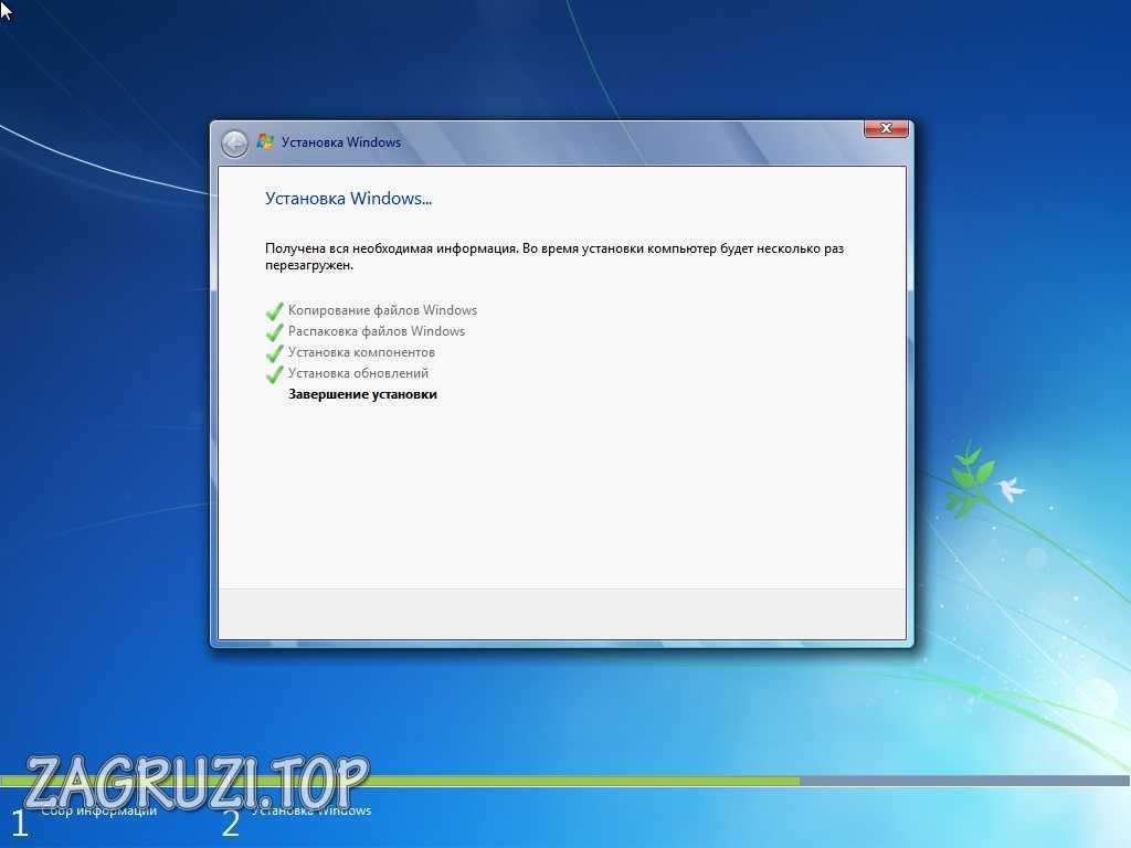 Завершение установки Windows 7
