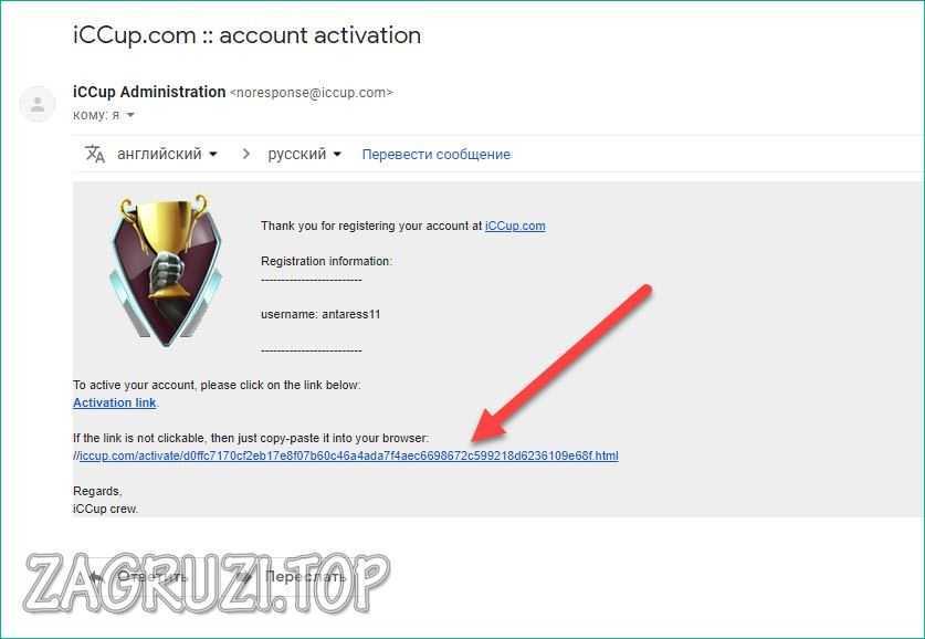 Ссылка активации iCCup